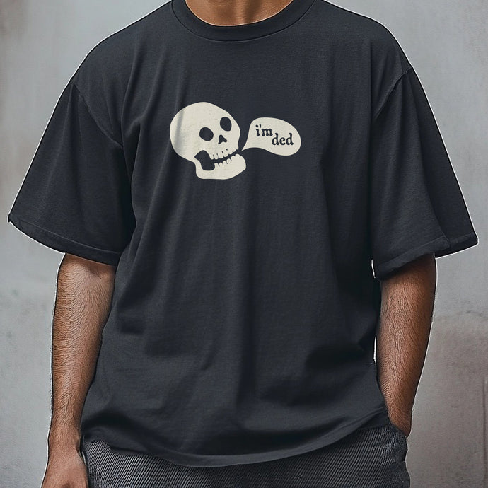 I'm Ded Skull Unisex Tee with Speech Bubble Oversized Faded T-shirt