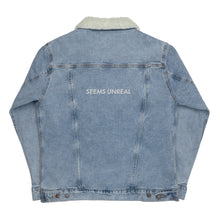 Load image into Gallery viewer, Seems Unreal unisex denim sherpa jacket w/ recycled materials